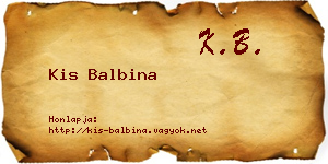 Kis Balbina névjegykártya
